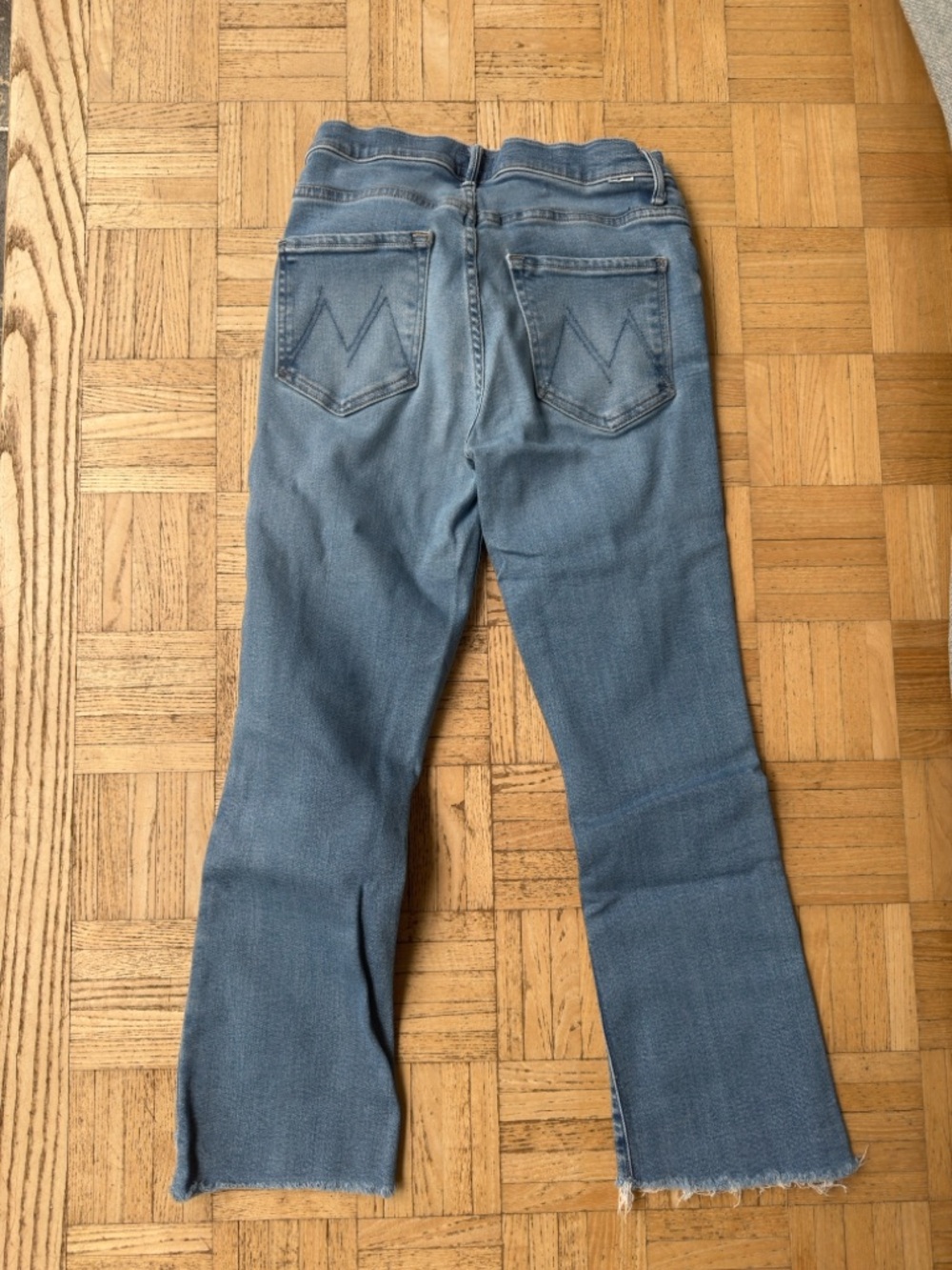 MOTHER Light Blue Cropped Jeans with Frayed Hem - Picture 2 of 4